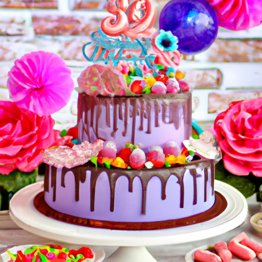 Receitas de Bolo: Delicioso bolo de aniversário com uma decoração feminina e encantadora. 