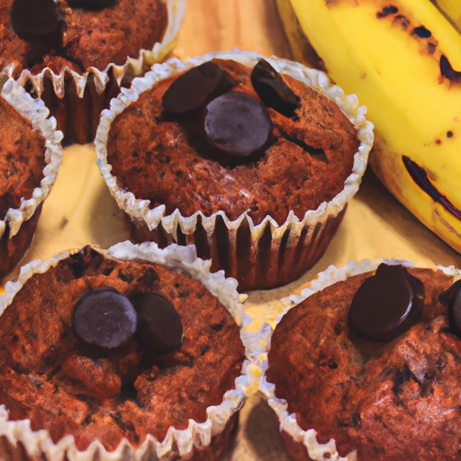 Delicioso muffin de banana e chocolate com sabor saudável 